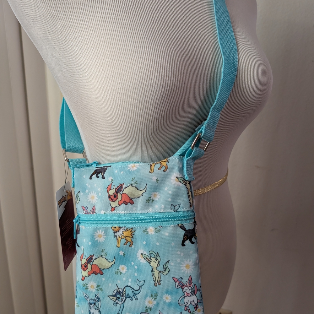 Cute Blue Crossbody Bag with Cartoon Print